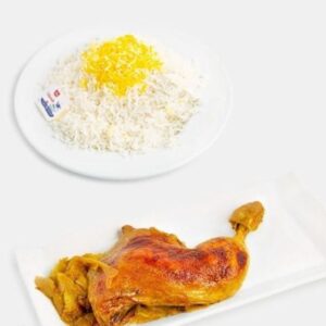 چلو مرغ سرخ شده (ران)